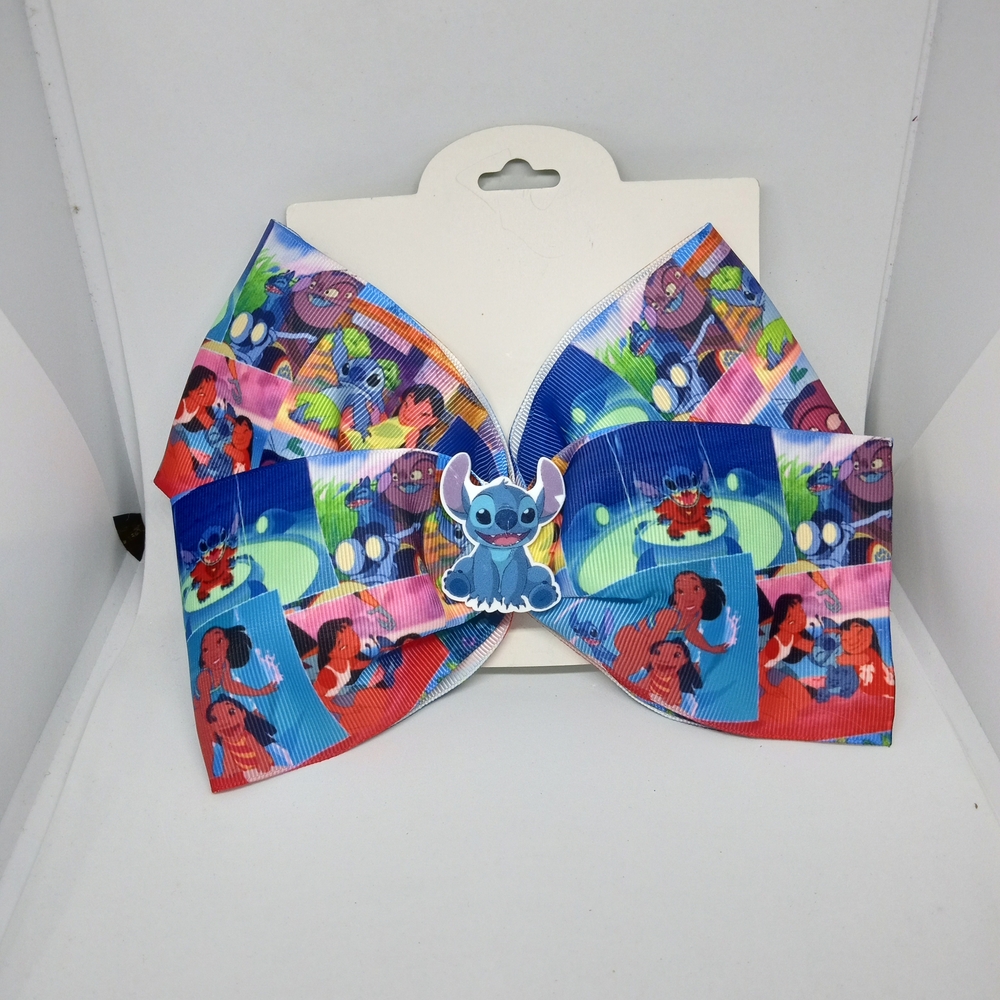 Hand Crafted Blue and Red Lilo And Stitch Cartoon Hair Bow
